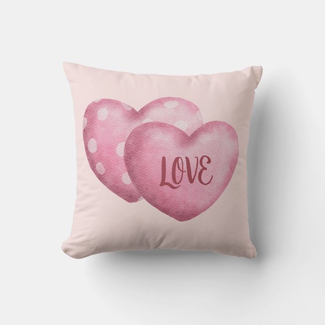  mysiga rosa kärlekshjärtan  kudde (Framsida)