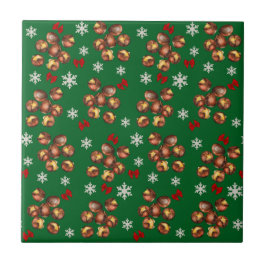 Mysiga rostade kastanjer och Snöflingor-vinter Kakelplatta