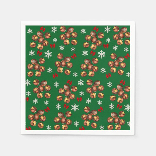 Mysiga rostade kastanjer och Snöflingor-vinter Pappersservett (Framsidan)