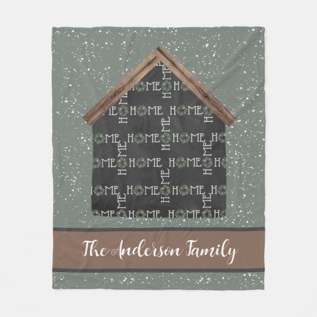 Mysiga Rustic Home Family Namn Fleecefilt (Framsidan)