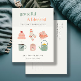 Mysiga Säsonhälsningar för Photo Winter Essential Helg Vykort