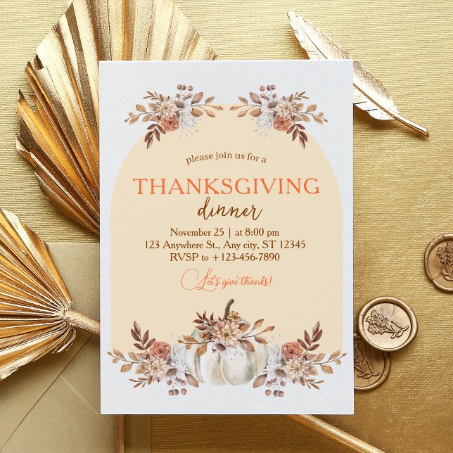 Mysiga skördehösten i Mönster Inbjudningar (Rustic Autumn Bliss Thanksgiving Dinner Invitation)