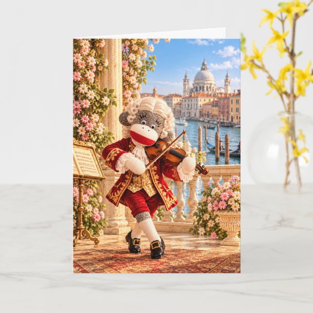  mysiga sockmonkeyklassiker — Vivaldi i Venedig Kort (Gul blomma)