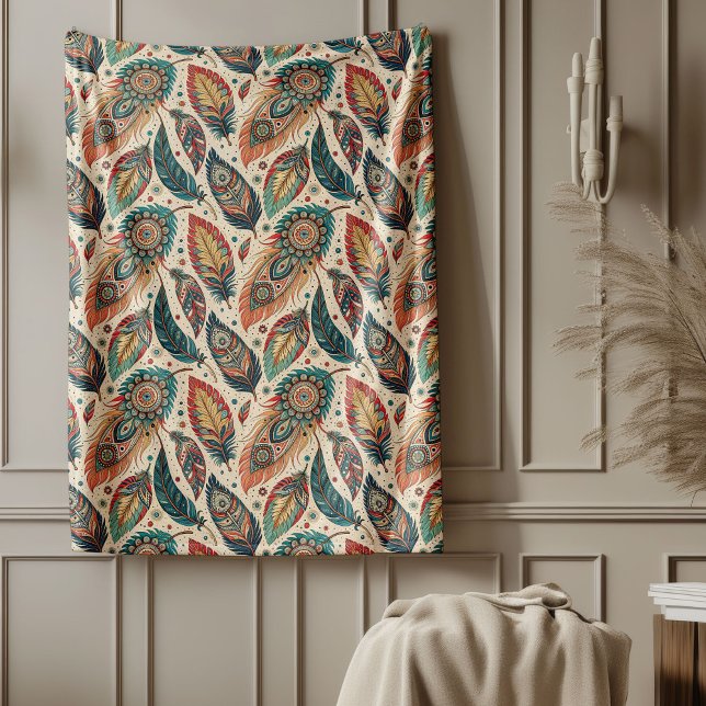 Mysiga stammar Enic Blanket Geometric Boho Mönster Fleecefilt (Cozy Tribal Ethnic Blanket Geometric Boho Patterns)