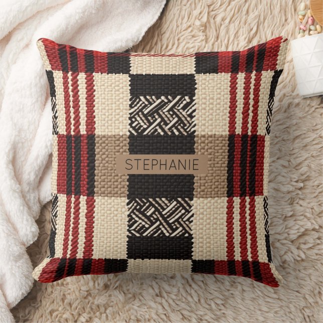 Mysiga Sticka-lappverk - Vintage Boho Autumn Stil  Kudde (Filt)