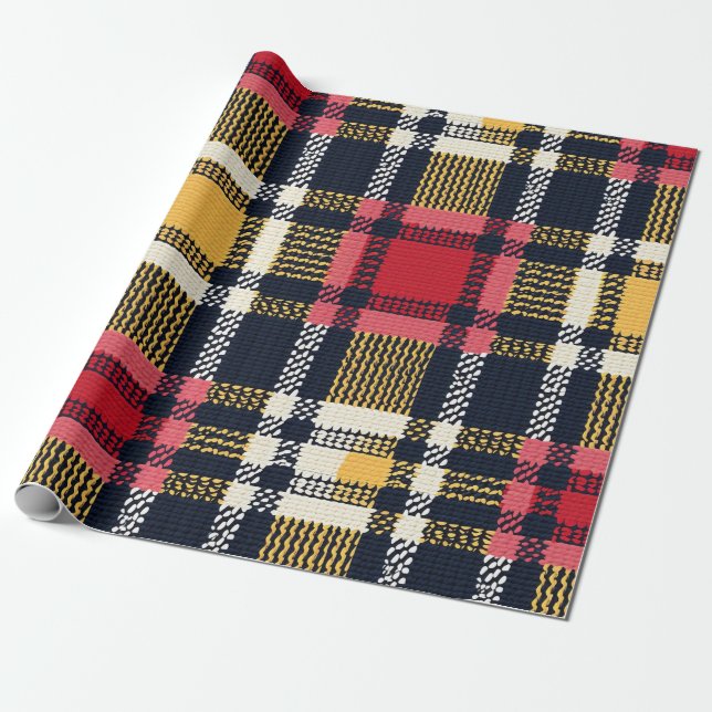 Mysiga Sticka-lappverk - Vintage Boho Autumn Stil  Presentpapper (Utrullad)