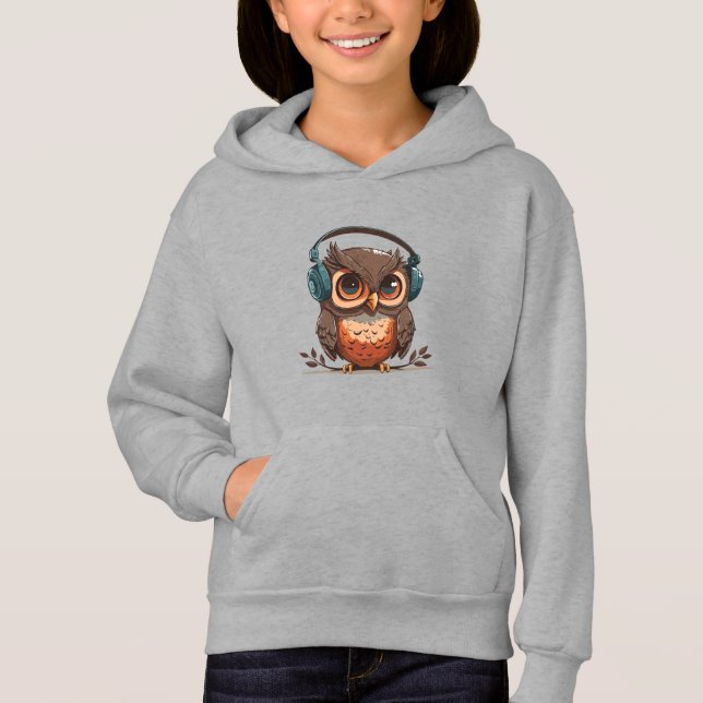 Mysiga Uggla med hörlurar T Shirt (Framsida)