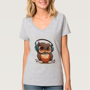 Mysiga Uggla med hörlurar T Shirt