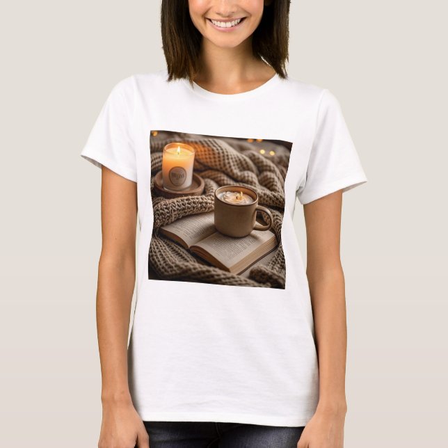 Mysiga varma kvällsljus och filtar t shirt (Framsida)
