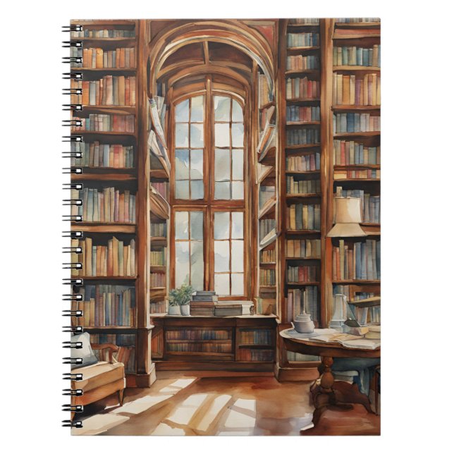 Mysiga vattenfärgen Bibliotek Anteckningsbok (Framsidan)