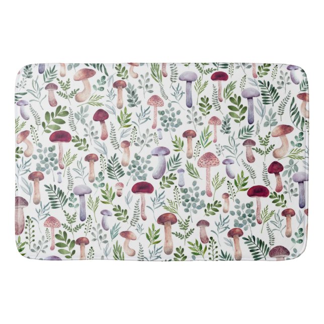 Mysiga vattenfärgssvampar Mönster  Badrumsmatta (Framsidan)