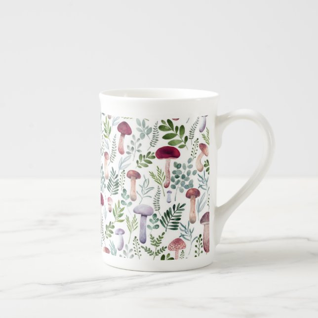 Mysiga vattenfärgsvampar Mönster     Benporslin Mugg (Höger)