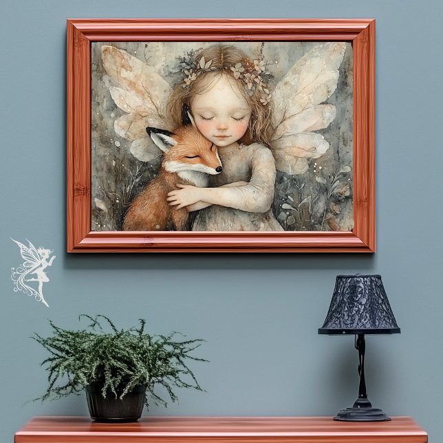 Mysiga vinter-Fairy & Fox | Whimsical Woodland Art Poster (Skapare uppladdad)