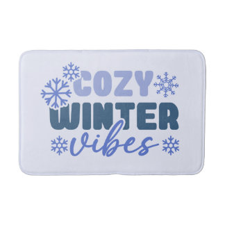 Mysiga vinter-vibes - snöflingtypografi badrumsmatta