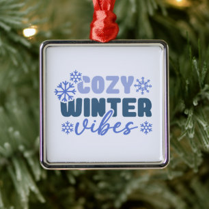 Mysiga vinter-vibes - snöflingtypografi julgransprydnad metall