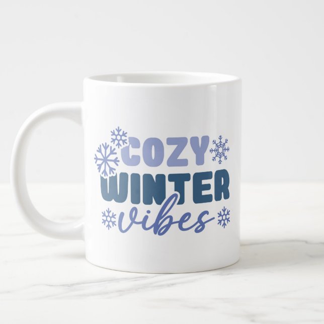 Mysiga vinter-vibes - snöflingtypografi jumbo mugg (Vänster)