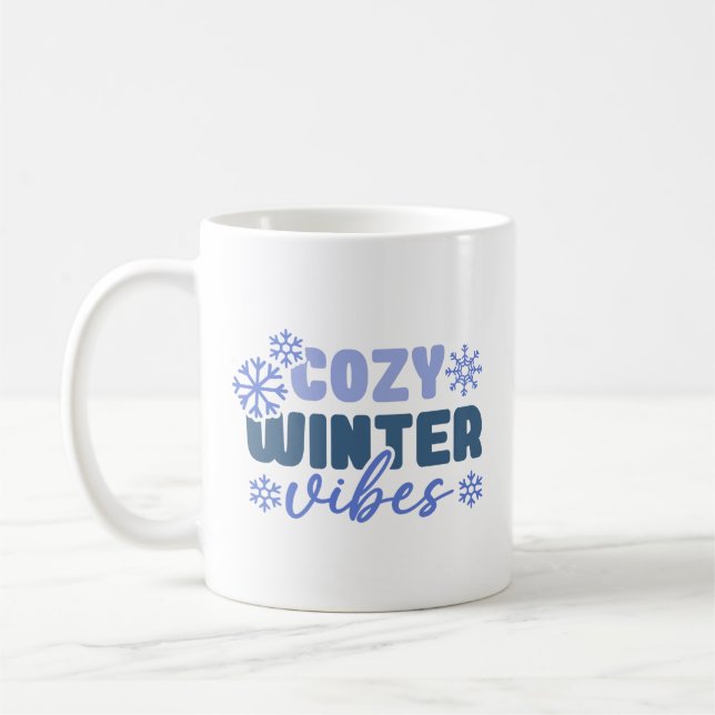 Mysiga vinter-vibes - snöflingtypografi kaffemugg (Vänster)
