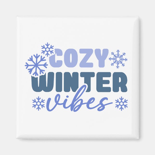 Mysiga vinter-vibes - snöflingtypografi magnet (Framsidan)