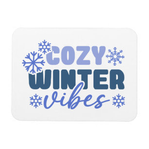 Mysiga vinter-vibes - snöflingtypografi magnet