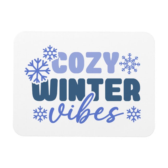 Mysiga vinter-vibes - snöflingtypografi magnet (Horisontell)