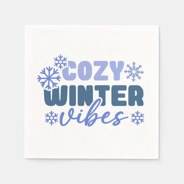 Mysiga vinter-vibes - snöflingtypografi pappersservett (Framsidan)
