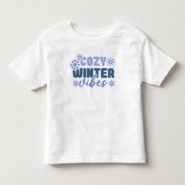 Mysiga vinter-vibes - snöflingtypografi t shirt (Framsida)