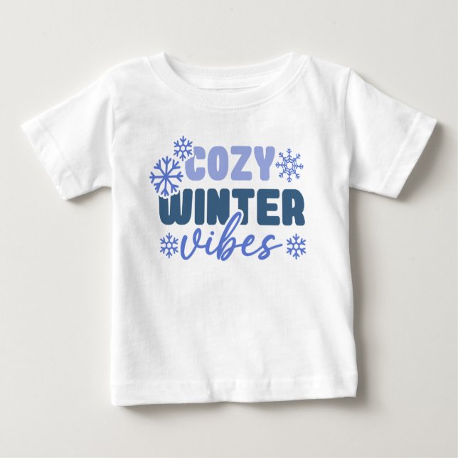 Mysiga vinter-vibes - snöflingtypografi t shirt (Framsida)