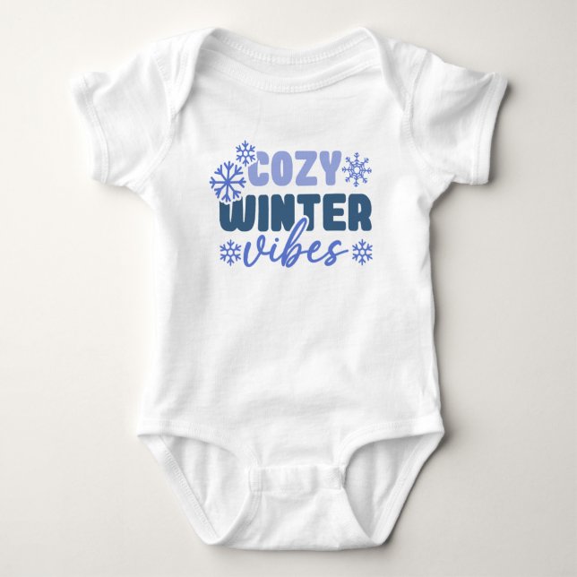 Mysiga vinter-vibes - snöflingtypografi t shirt (Framsida)