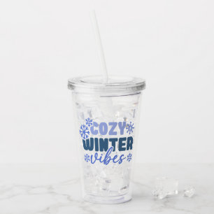 Mysiga vinter-vibes - snöflingtypografi take away mugg