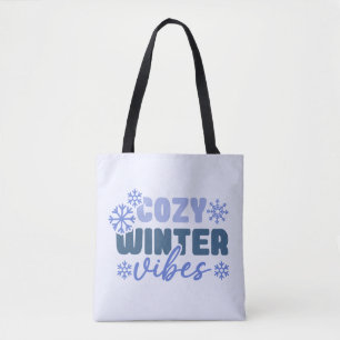 Mysiga vinter-vibes - snöflingtypografi tygkasse