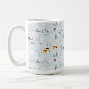 Mysiga Vinter Wonderland Ice Skating Village Mönst Kaffemugg