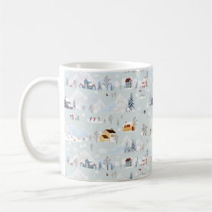 Mysiga Vinter Wonderland Ice Skating Village Mönst Kaffemugg