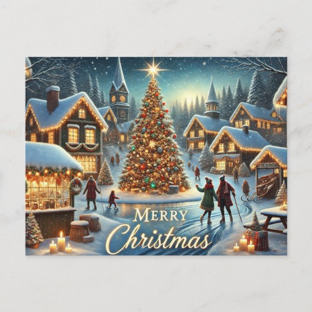 Mysiga vinterbyn Jul Vykort (Framsida)