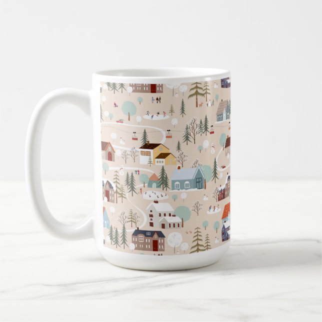 Mysiga vinterbyscen Mönster Kaffemugg (Vänster)
