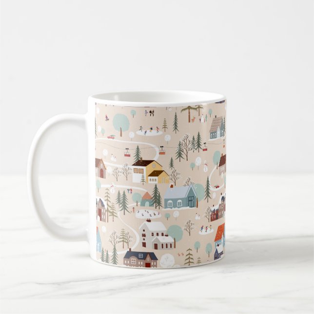 Mysiga vinterbyscen Mönster Kaffemugg (Vänster)