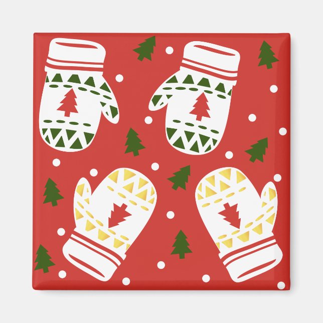 Mysiga vinterhandskar Guld Magnet (Framsidan)