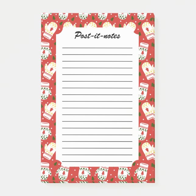 Mysiga vinterhandskar Guld Post-it Block (Framsida)