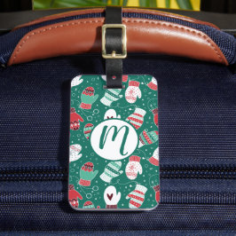 Mysiga vinterjulhelgen Mittens Mönster i Grönt Bagagebricka