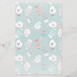 Mysiga vinterjulhelgen Mittens Mönster i Mint Brevpapper