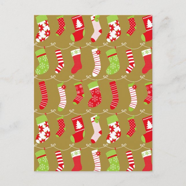 Mysiga Vintersocklar för julåtertagning Helg Vykort (Framsida)