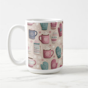 Mysiga vintersömlöst Mönster med nitade Mittens Kaffemugg