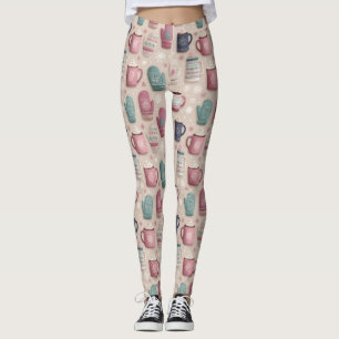 Mysiga vintersömlöst Mönster med nitade Mittens Leggings