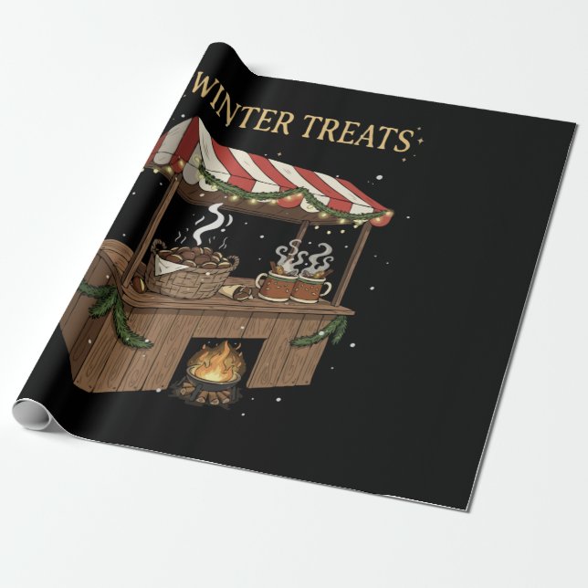 Mysiga vintersportfester Julmarknaden Stall Presentpapper (Utrullad)