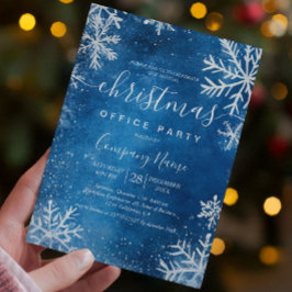 Mysiga Vita Snöflingor Blå julkontoret Party Inbjudningar