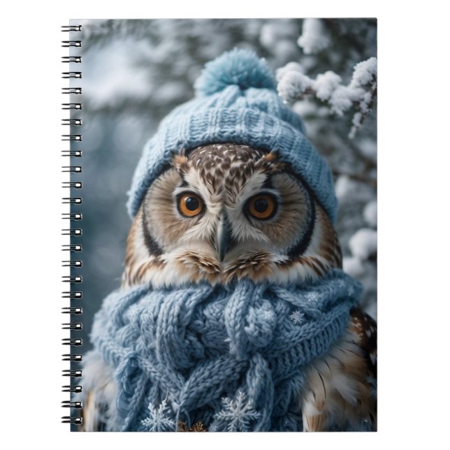 Mysiga Whimsical Winter Wonderland Uggla Anteckningsbok (Framsidan)