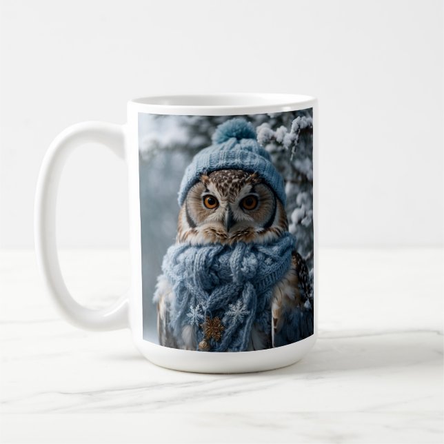 Mysiga Whimsical Winter Wonderland Uggla Kaffemugg (Vänster)