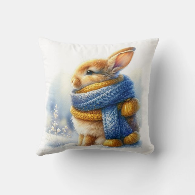 Mysiga Winter Bunny Rabbit Kudde (Baksida)