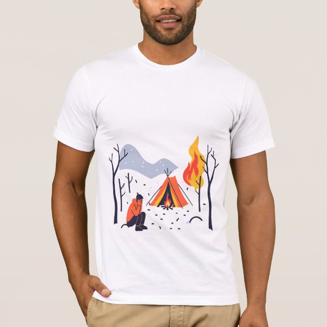 Mysiga Winter Campfire T-Shirt Outdoor Camping Vib (Framsida)