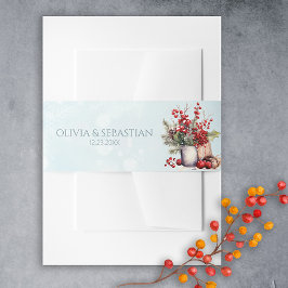 Mysiga Winter Rowan-berry bouquet Bröllop Band För Inbjudningskort