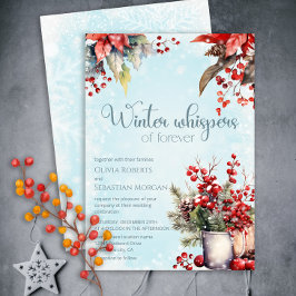 Mysiga Winter Rowan-berry bouquet Bröllop Inbjudningar